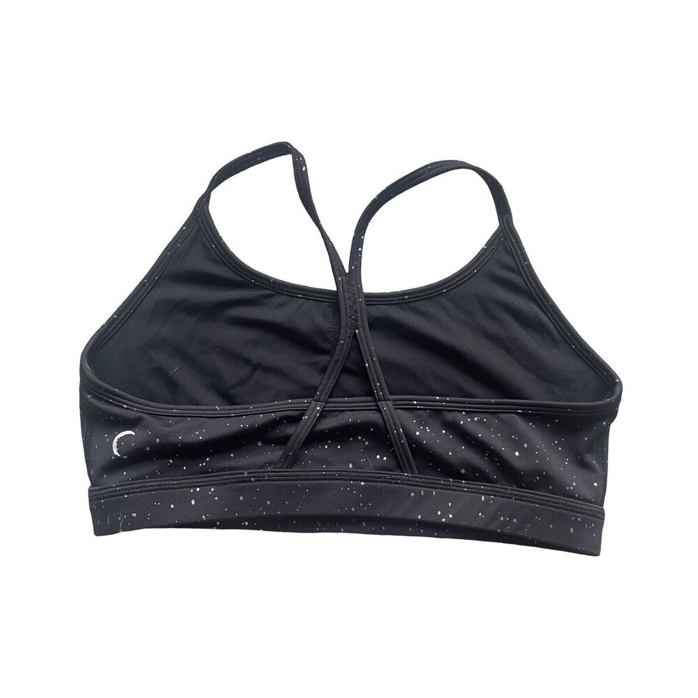 ZYIA Active Black Reflective Metallic Mirage Mirage Sports Bra Size L Large